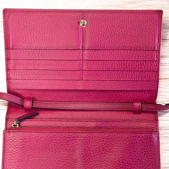 Authentic GUCCI Swing Wallet Continental Crossbody Pink Pebbled Leather Dust Bag - Picture 9 of 15